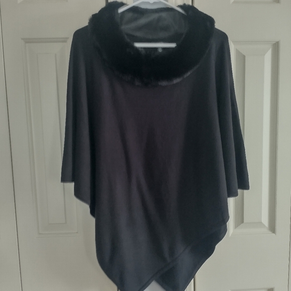 Alfani Faux Mink Black Poncho Cape L/XL - Picture 4 of 9